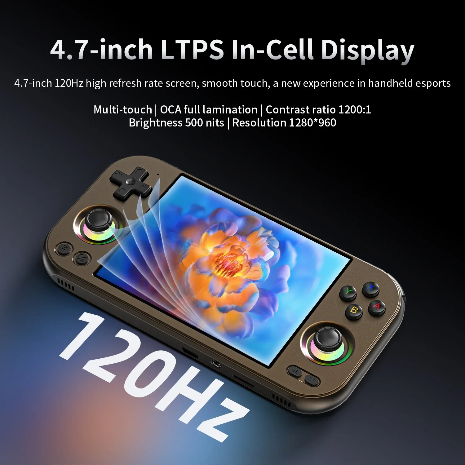 ANBERNIC RG477M ريترو وحدة تحكم بجهاز لعب محمول 4.7 بوصة LTPS 64 بت لعبة لاعب الأبعاد 8300 عبر الإنترنت متعدد اللاعبين تدفق RG 477M