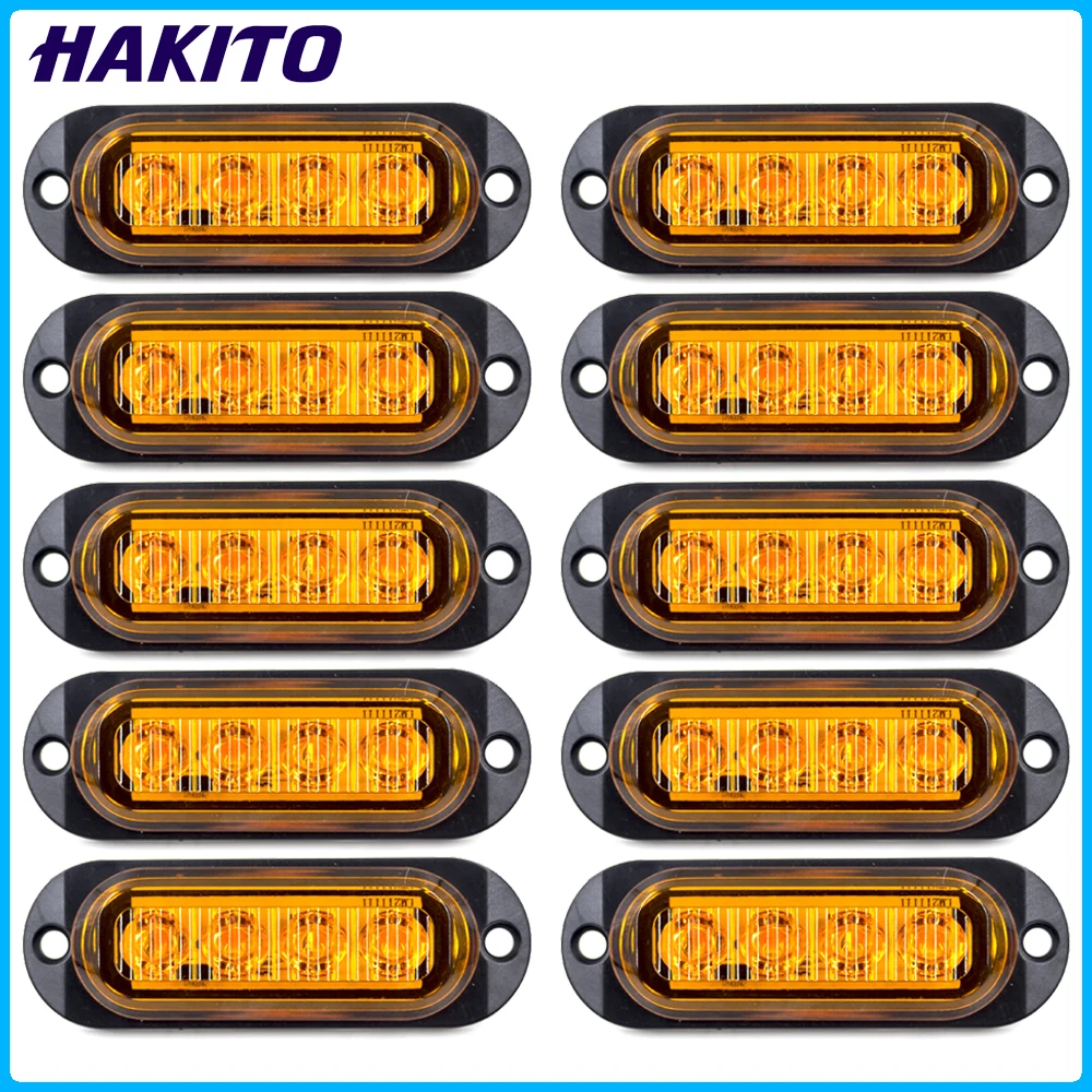

12V-24V Universal 4 LED Side Marker Lights Waterproof Clearance Lamps Indicator Lamp Signal Light Truck Trailer Van Pickup Boat