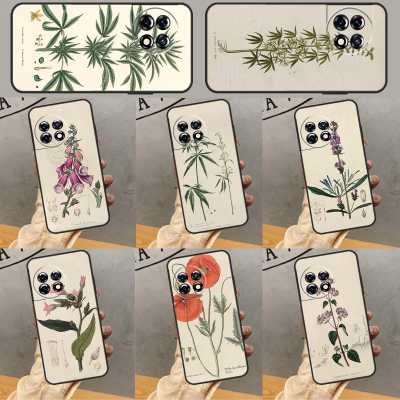 Botanical Drawings Flowers Case For OnePlus Nord 2 2T CE 3 Lite N10 N20 N100 N200 8T 9R 10R 10T 11 8 9 10 Pro Cover