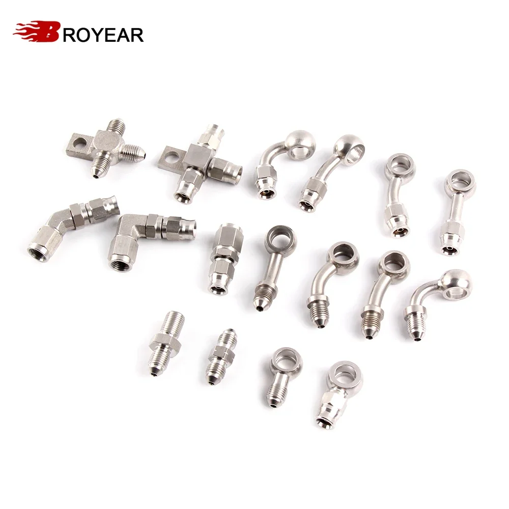 Broyear High Quality Stainless Steel 10mm M10x1  AN3 Motorcycle Motor Bike Hydraulic Brake Oil Hose Line Banjo Fitting