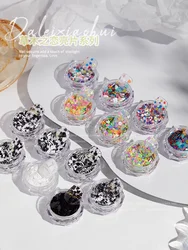 1 Box Neon Black White Heart Sequin Nails Accessories Nail Decoration 3D Nail DIY Nails Sequin Colorful Nail Salon
