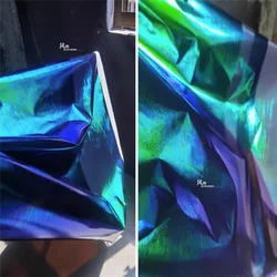 Iridescent Reflective Fabric Dark Blue-green Waterproof Cloth DIY Background Decor Stage Cosplay Skirts Clothes Designer Fabric