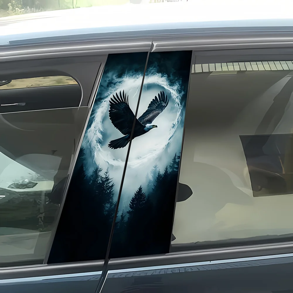 ملصق سيارة مكون من قطعتين على شكل حرف B بتصميم نسر الغابة للحيوانات والغابات موضوع فيلم خيالي مناسب لجميع خارجيات المركبات