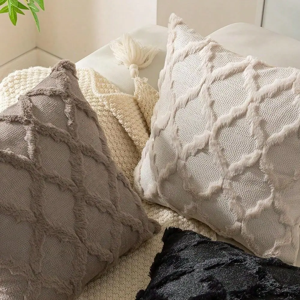 

Of 2 Soft Moroccan Throw Pillow Covers 18x18 Inch Pl 11ush Boho Decorative Pillow Cover Accent Cushion Case For Couch Sofa Bed,