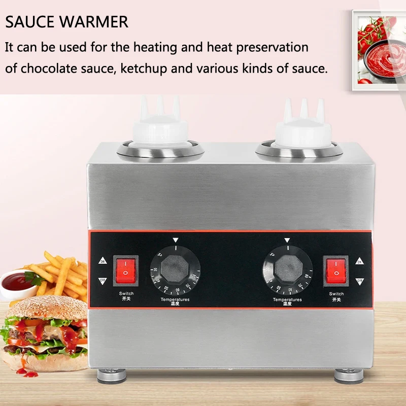 Sauce Heating Machine With 3 Bottom Electric Commercial Chocolate Sauce Tomato Sauce Salad Jam Heating Equipment