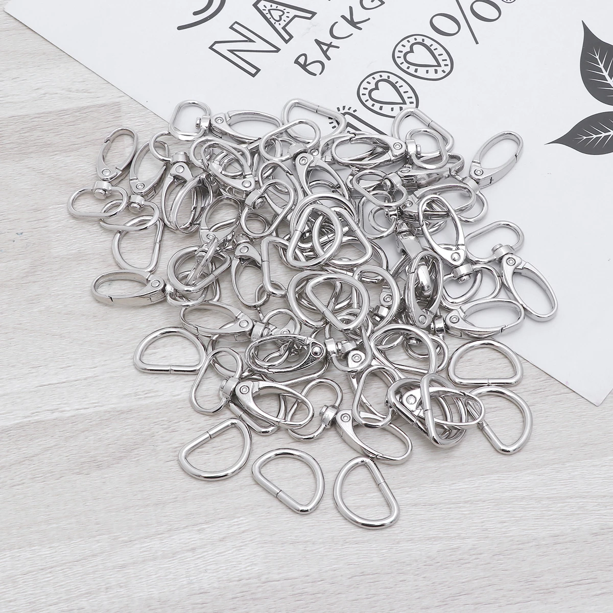 

30pcs 360 Degree Swivel Snap Hooks D Rings Silver For Keychains Dog Leashes Hanging Crafts Diy Projects Trigger Lobster Clasps