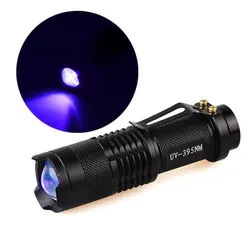 Lampe de poche UV à lumière noire, torche ultraviolette zoomable, détecteur d'urine animale, SAF, Scorpion, 395nm