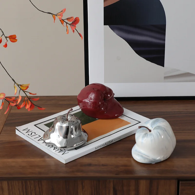 

Nordic Ins Style Abstract Ceramic Apple Decor Creative Home Ornament for Living Room Sideboard