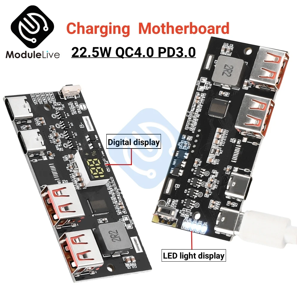 

Быстрая зарядка 22,5 Вт, материнская плата для быстрой зарядки мобильной мощности, Внешняя защита, материнская плата для самостоятельной сборки QC4.0 PD3