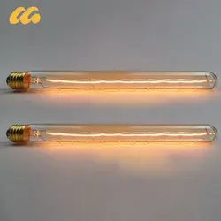 T300 Led Tubular Bulb T300 Long Tube Edison Light Vintage Filament Bulb 40W Warm White Amber Glass E27 Lamp Base Light Bulbs