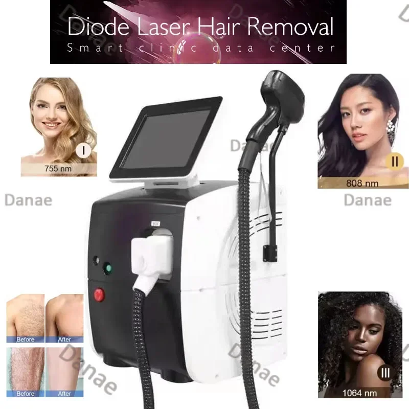 2025 Depiladora Laser 808NM 755NM 1064NM ديود آلة إزالة الشعر بالليزر آمنة غير مؤلم إزالة الشعر الدائم سخونة نمط جديد