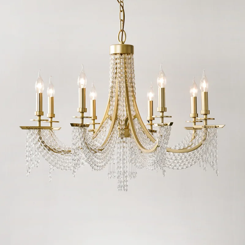 American candle crystal chandelier living room bedroom room French villa restaurant art light luxury style image 3