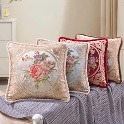 Jacquard Floral Decorative Cushion Cover 48x48cm Sofa Home Bedroom Decor Classic Throw Pillowcase Chair Waist Covers