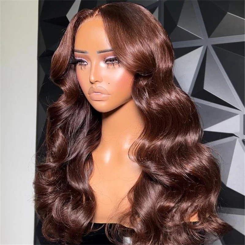 

Free Part 30inch 5x5 Silk Base Brown Body Wave Jewish Human Hair Wig With Baby Hair HD Lace European Hair Glueless PrepluckedWig