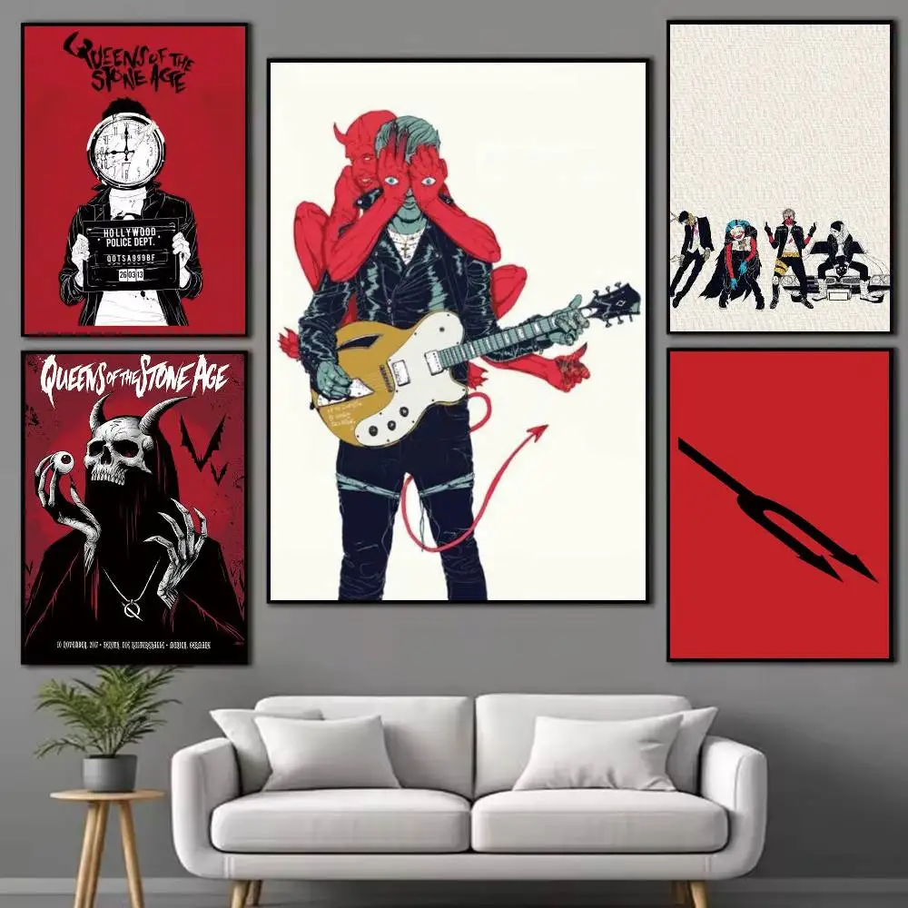 Q-Queens Of The S-Stone age Poster High Quality Dorm Living Room Aesthetic Wall Decoration Painting Stickers Gift