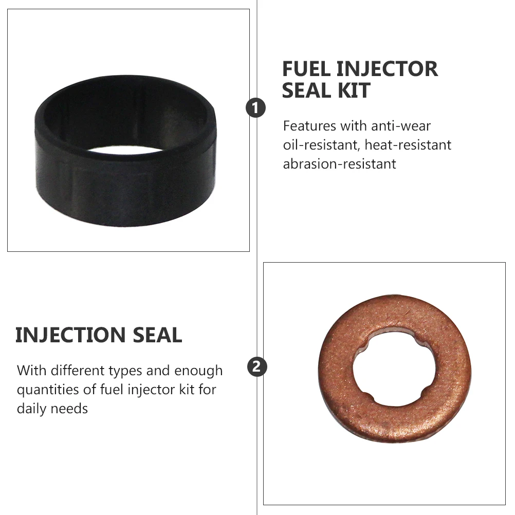

1 set Fuel Injector Seal Kit Copper O-Ring Gasket Simple Design Accessories Suite Heat Oil Resistant Wear Resistant Elastic
