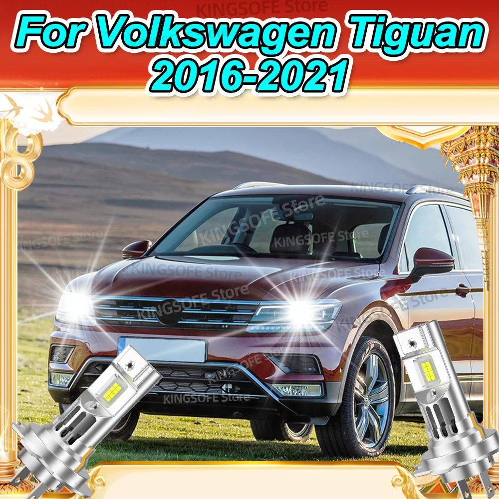 

2 шт. 50000LM светодиодные лампы CSP Chip для автомобильных фар с вентилятором 6000K для Volkswagen Tiguan 2016 2017 2018 2019 2020 2021