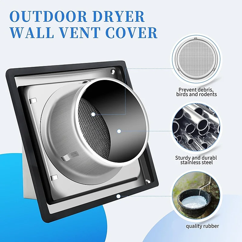 Dryer Vent Cover Outside 6 Inch Removable Mesh Exterior Metal Cap for House