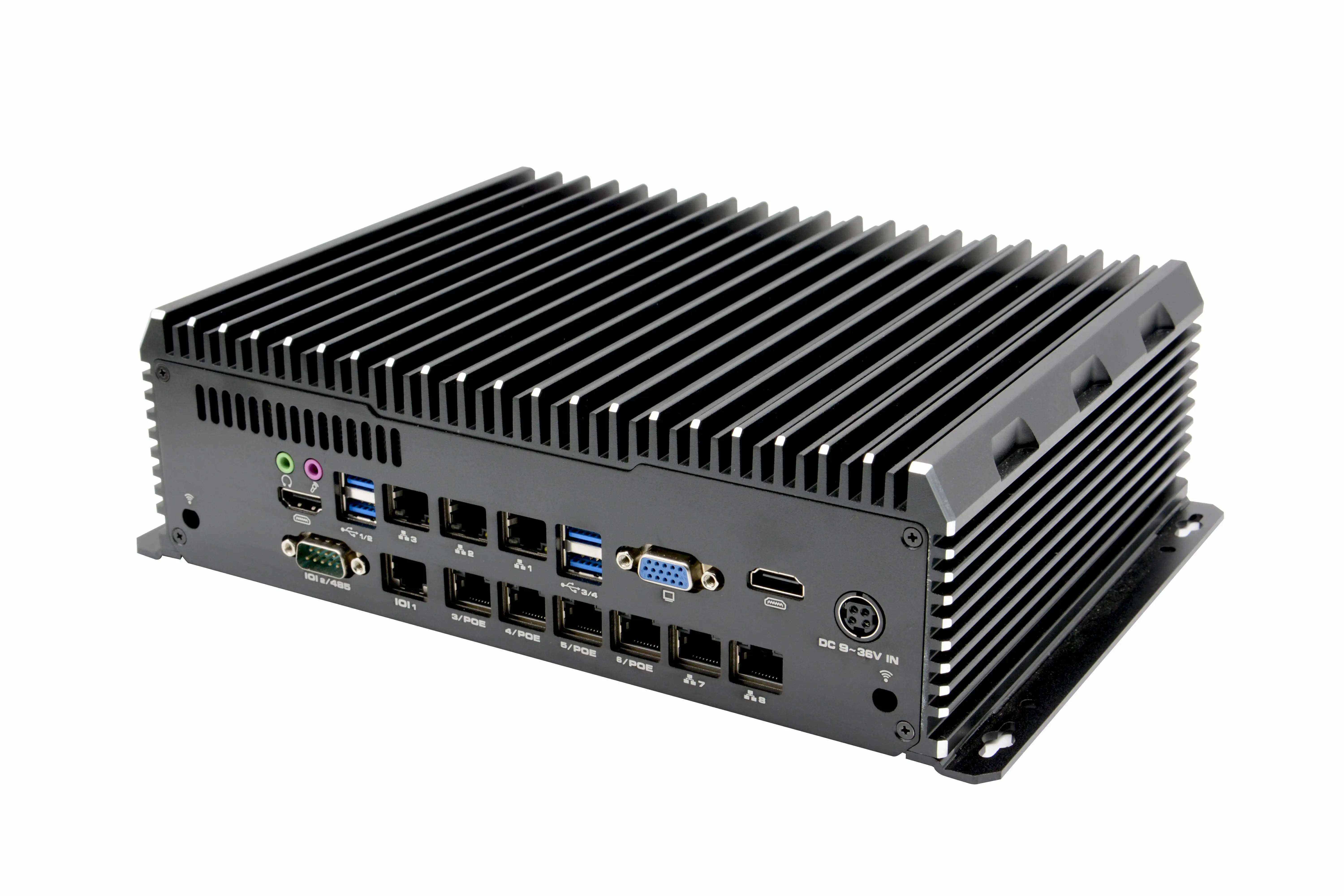 Visual industrial computer Core i5-8500T 6 core 6 thread 3.5GHz 9 * 1000M Lan, 4 * POE 11 * USB, 9-36V power supply