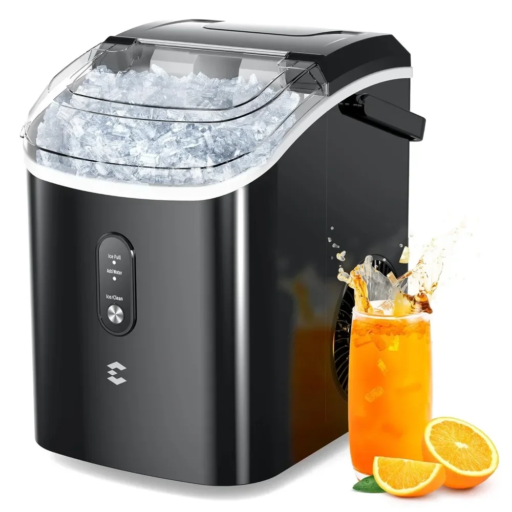 33 LBS/24 H,Compact Self-Cleaning Ice Machine with Ice Bags，Pebble Ice Maker