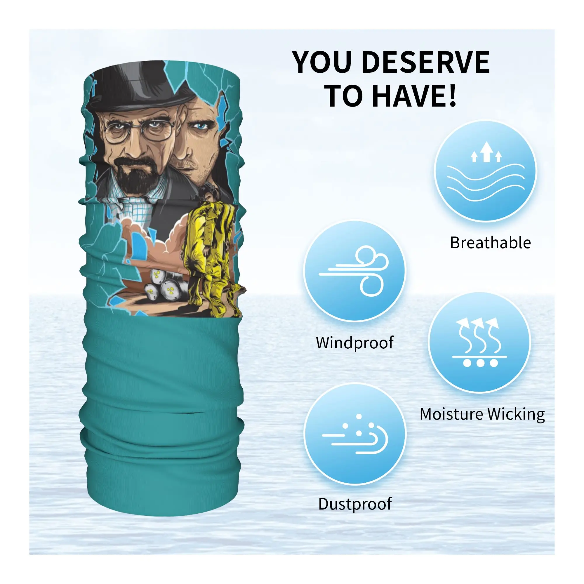 Custom Breaking Bad Poster Design Bandana Neck Warmer Women Men Winter Ski Hiking Scarf Gaiter Walter White And Jesse Pinkman view 3