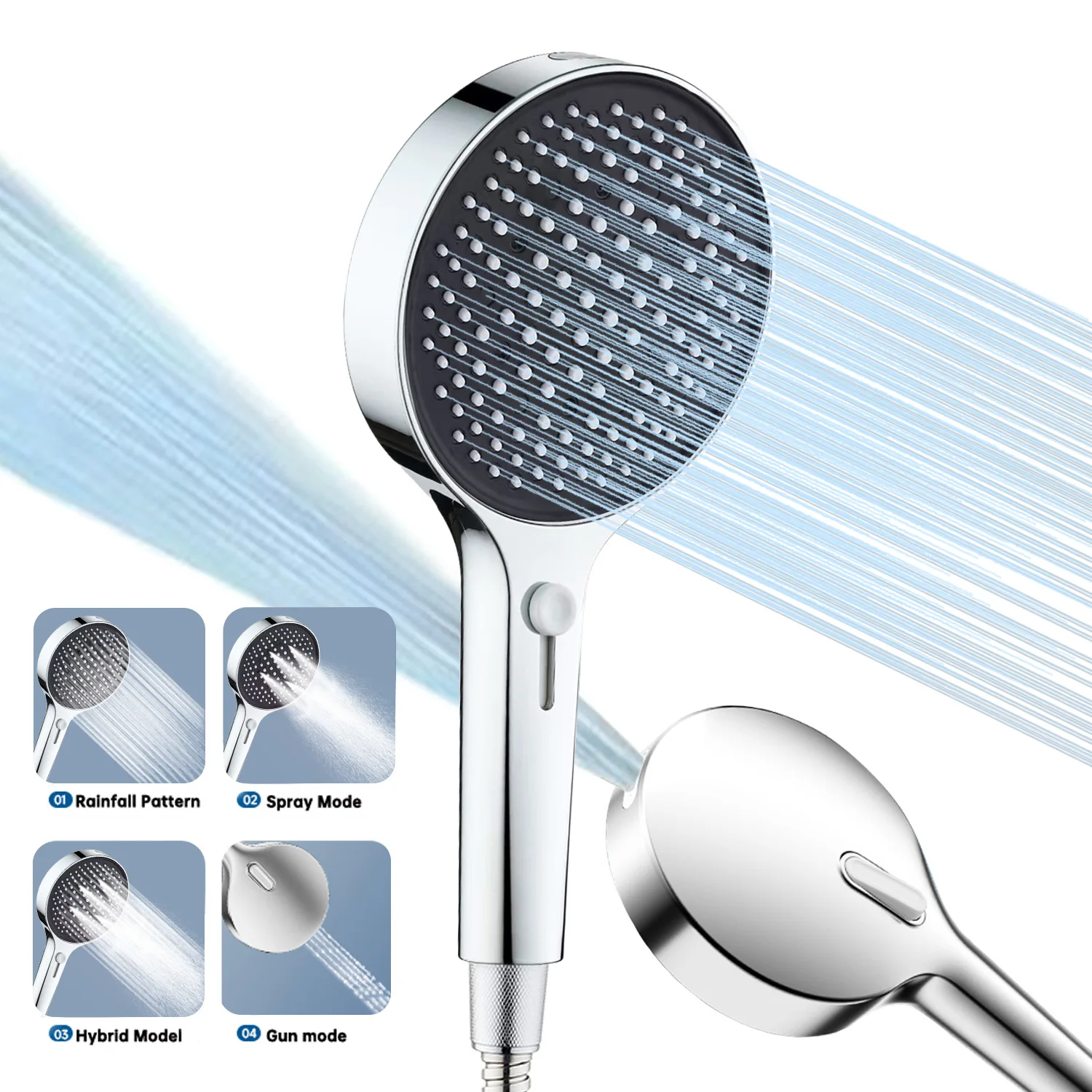 Bathroom Infinite Super Supercharged 4-function Large Panel Shower Nozzle Silicone Water Outlet Shower