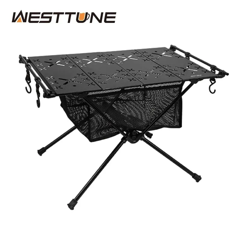 WESTTUNE Camping Folding Table Portable Aluminum Alloy Lightweight Table with Accessories Multifunctional Outdoor Table