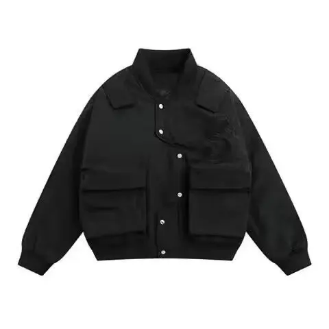 

American Retro Street Pilot Men's plus Size Jaet Autumn Winter Couple's Asymmetric Loose Fit Outerwear for Men