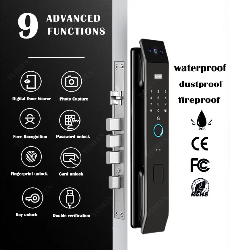 Imagem -02 - Face Recognition Door Lock Tuya App Can Video Intercom Desbloquear Digital Smart Lock Fingerprint Key Card Nfc Phone Unlock Lock do Brasil sem Taxas Alfandegárias a Pagar 3d