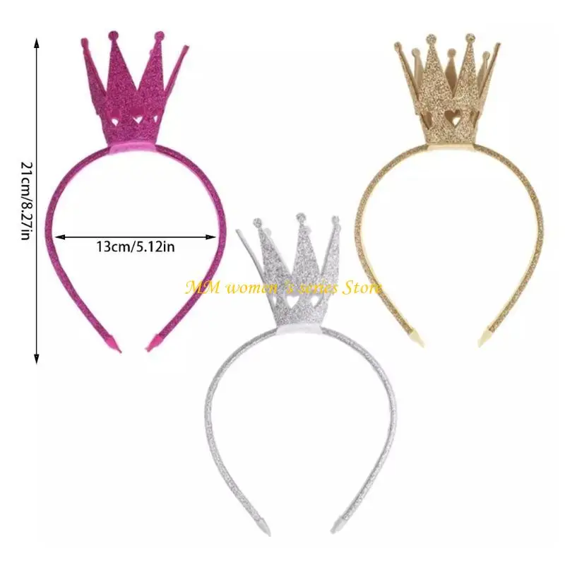 Q39C Bandeau couronne scintillante pour fête d'anniversaire Célébration fête Crown Hairhoop pour femmes Girl