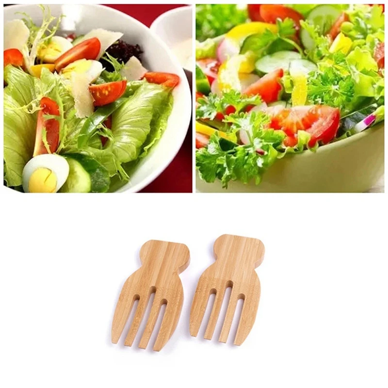 Bamboo Salad Hands Natural Bamboo Rice Spoon Non-Stick Soup Unpainted Wooden Salad Spoon Stirring Fork Wooden Utensils Durable