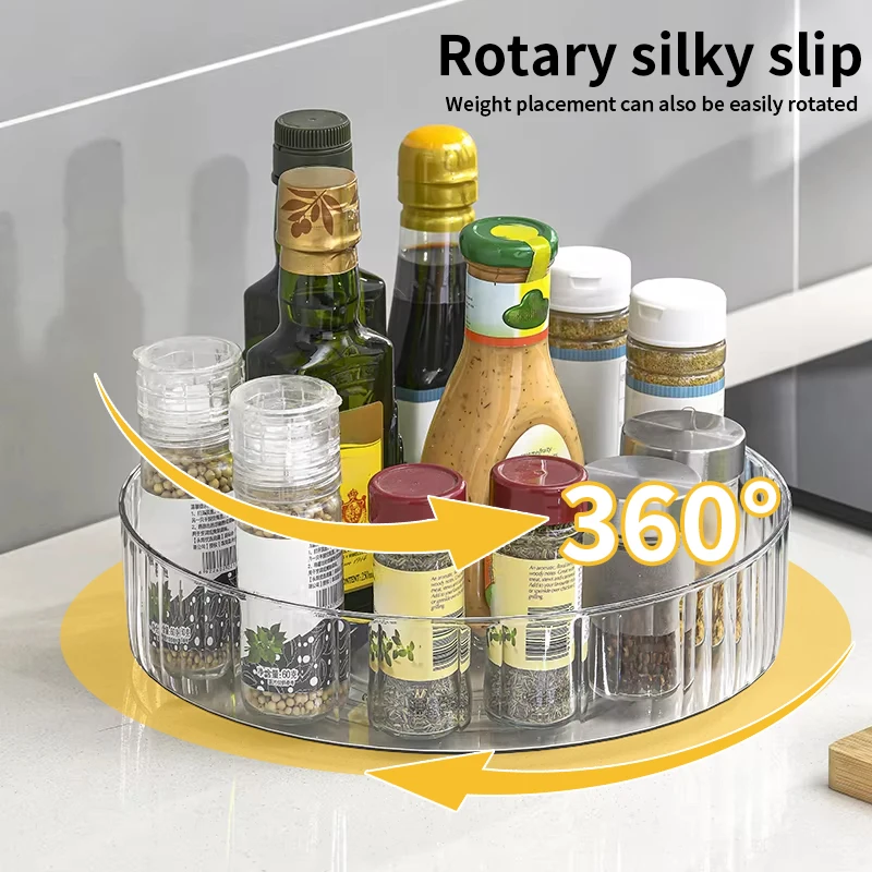 360 °   Drehbarer Lazy Susan Kühlschrank-Organizer, transparenter Drehständer für Lebensmittel, Gewürzregal, Küchenorganizer