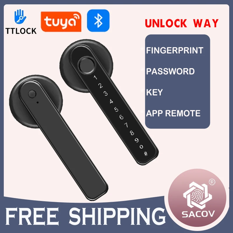 

Smart Fingerprint Password RFID Key Single Latch Deadbolt Handle LockTuya SmartLife or TTLOCK APP Bluetooth Lock Remote Control