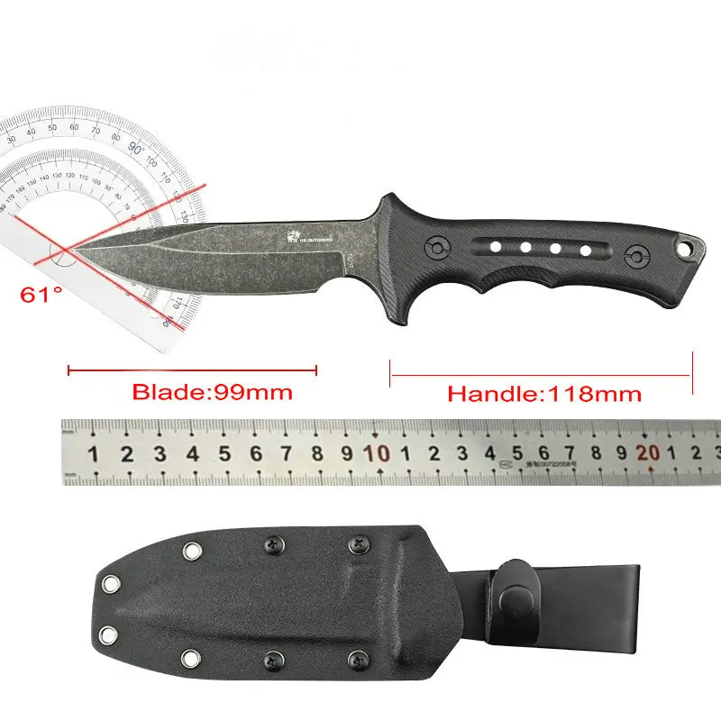 HX OUTDOORS Ranger Tactical Knives,Fulltang Hunting Knife,Camping Survival Knives,Rescue Knife With Kydex,G10/Flax Handle EDC