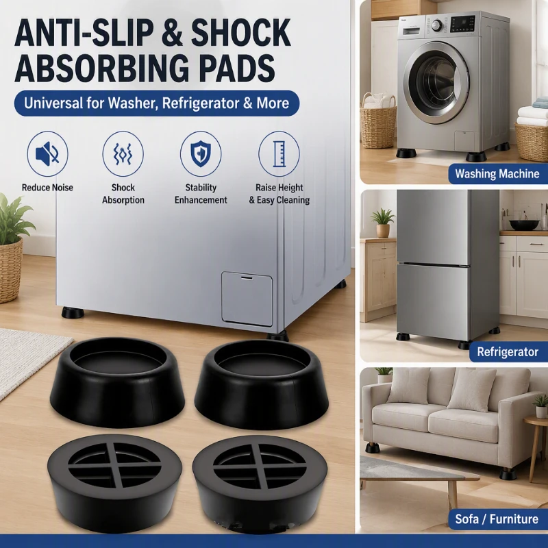 Anti-Slip Silent Shock-Absorbing Washing Machine Foot Pad Heightening Base for Front Load Top Load Washer Refrigerator