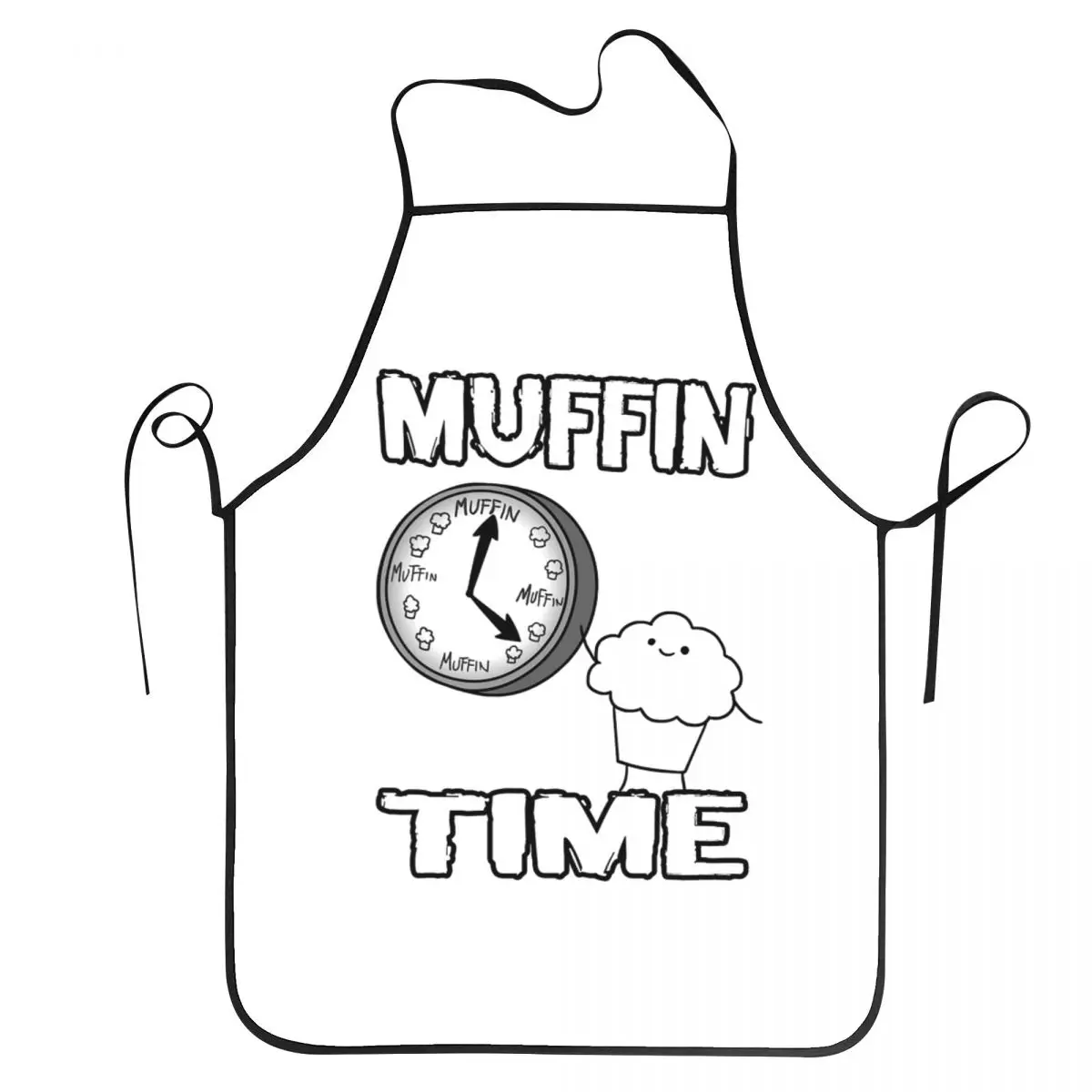 It Is Muffin Time (With Text) Aprons Chef Cuisine Tablier Sleeveless Bib Kitchen Cleaning Pinafore for Women Men Painting