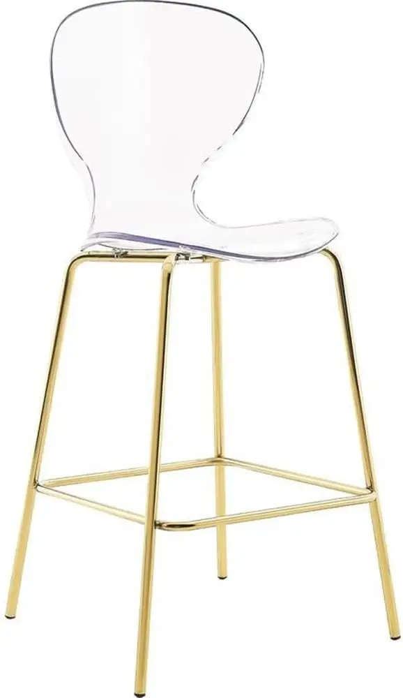 

Gold Finish Counter Stool Set of 2, Modern Lucite Polycarbonate with Metal Legs, 20'W x 19'D x 42'H