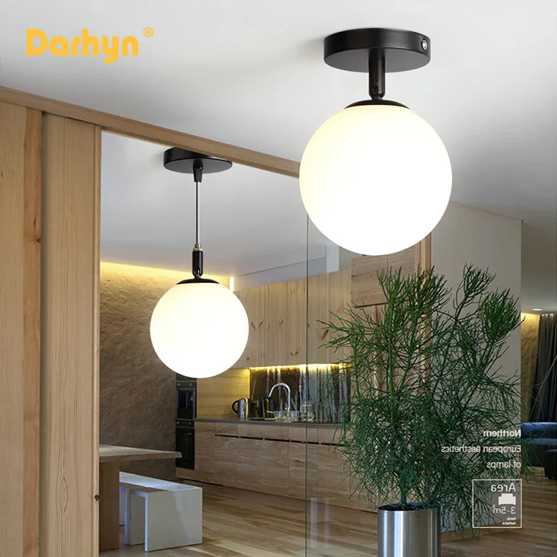 Nordic Glass Ceiling Light LED Minimalists Round glass Lamps For Corridor Living Rooms Entryway Aisle Stairs Decorative Fixtures