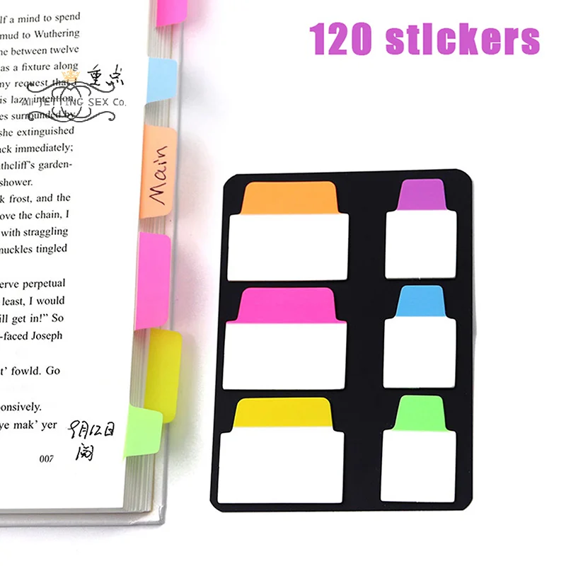 120 Pages Simple Pure Transparent Index Stickers Color Label Stickers DIY Sticky Notes Office School Supplies