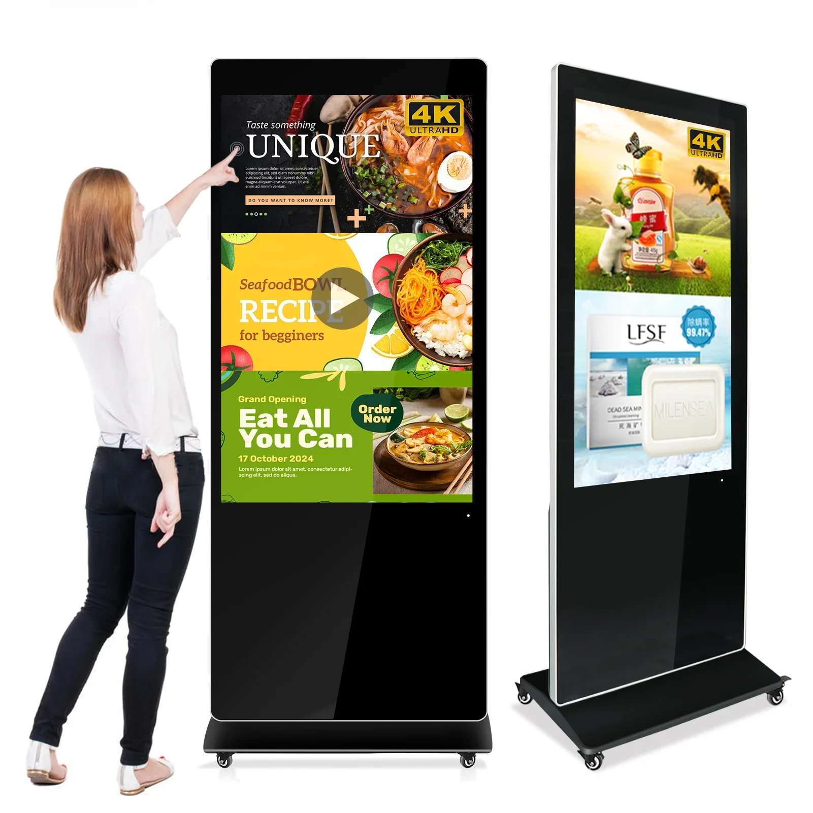 

USA Warehouse 55 Inch Digital Signage And Display Indoor LCD Advertising Screen CMS Software Digital Totem Touch Screen Kiosk