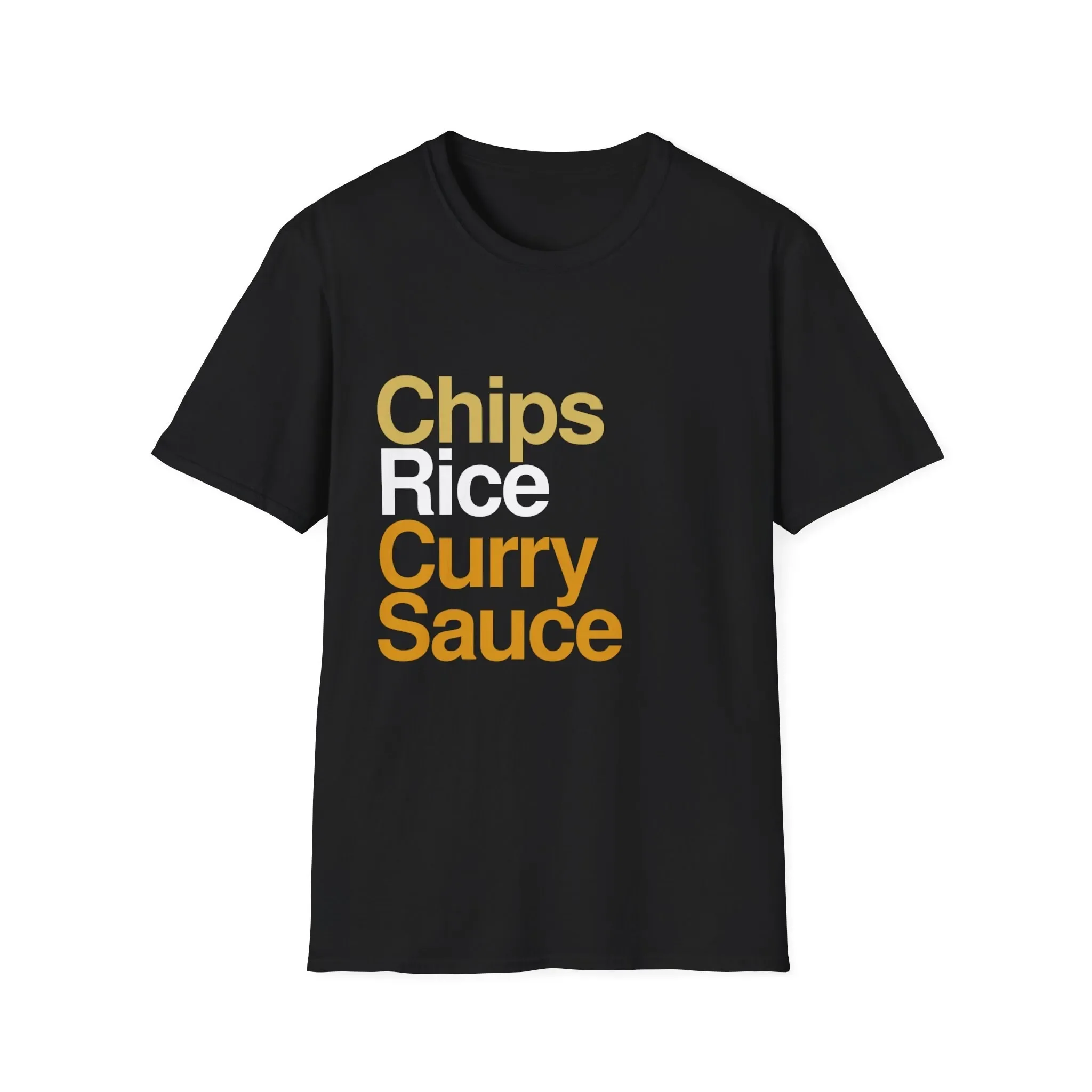 Camiseta divertida con diseño de chips, arroz y salsa de curry, regalo original para él, regalo original para ella
