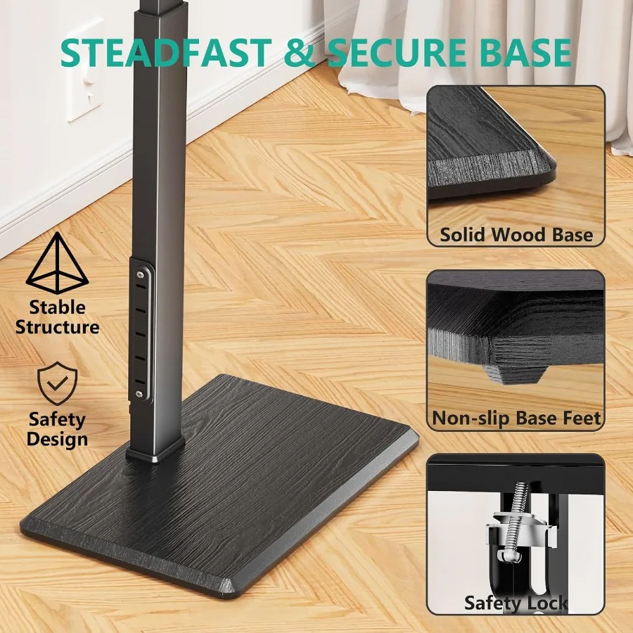 حامل تلفزيون بأرضية طويلة مع مخرج طاقة مدمج لأجهزة التلفاز مقاس 3275 بوصة يصل ارتفاعًا يصل إلى 110 رطل وتصميم دوار قابل للتعديل مع خشبي B #6