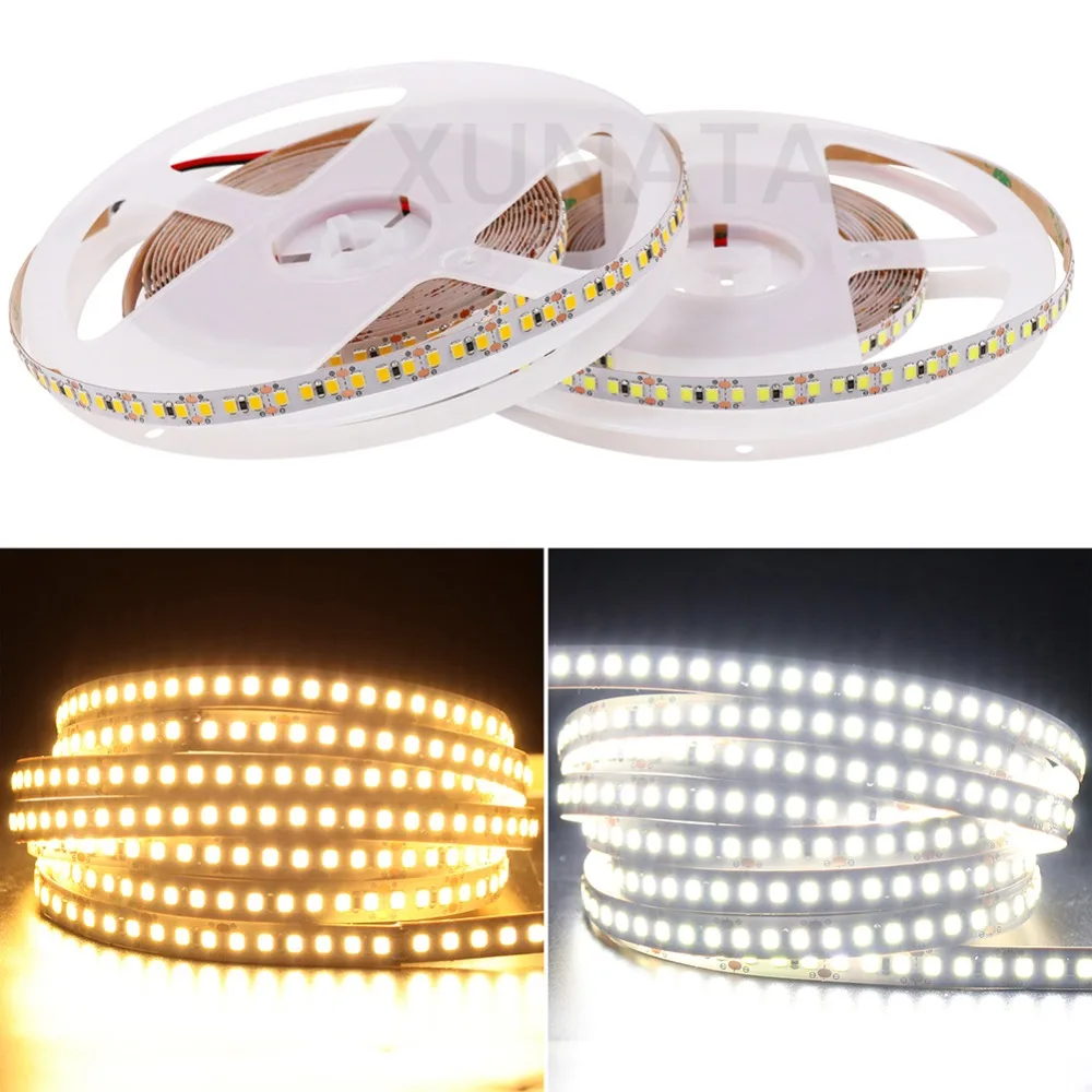 12V 24V 2835 LED Strip 5m 10m 15m 20m Tape Light Ribbon Flexible String 120/240/480 LED Cold Warm Natural White Home Decor