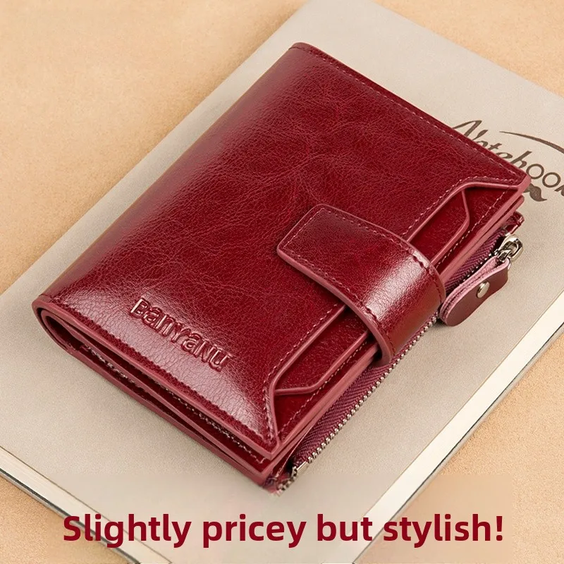 2026-new-ladies-short-top-grain-leather-wallet-elegant-coin-purse-fashionable-money-clip-anti-theft-swipe-retro-style-youth-bag