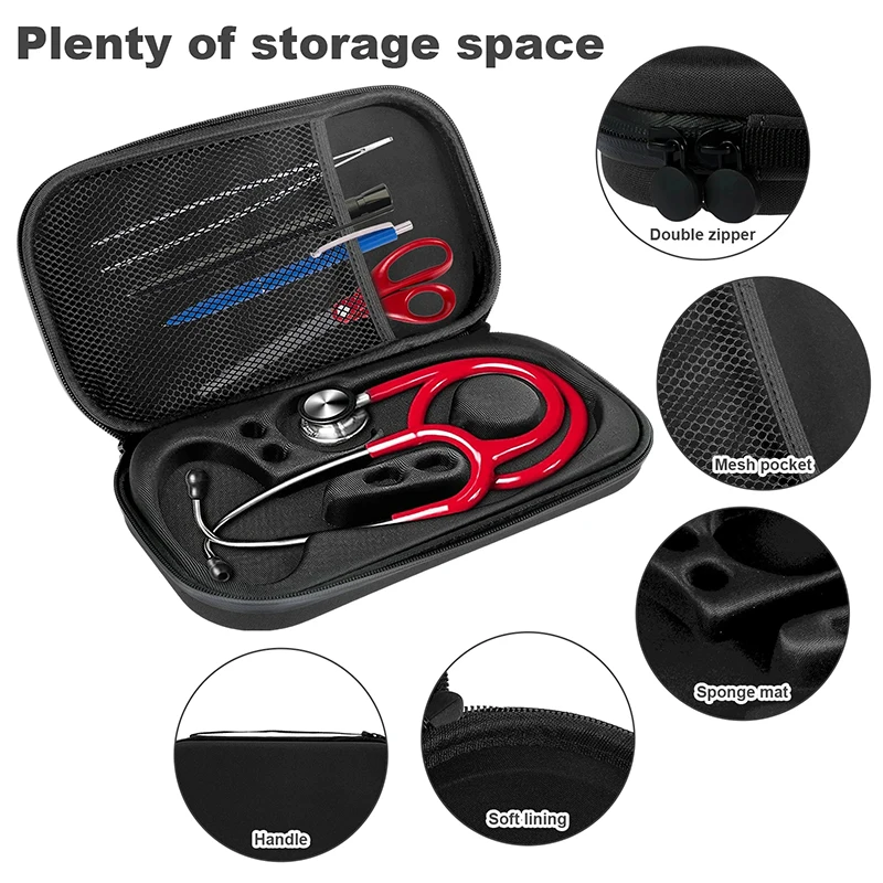 Estetoscópio portátil Case, armazenamento Box, à prova de choque, leve, estetoscópio Organizer, EVA Hard Carrying Bag, estojo protetor