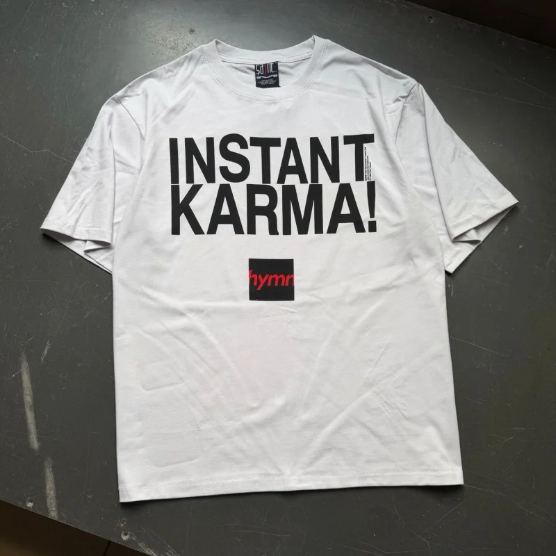 INSTANTKARMA! SAINT TEE White Printed Fashionable Minimalist Men's Women's Casual Short-Sleeve