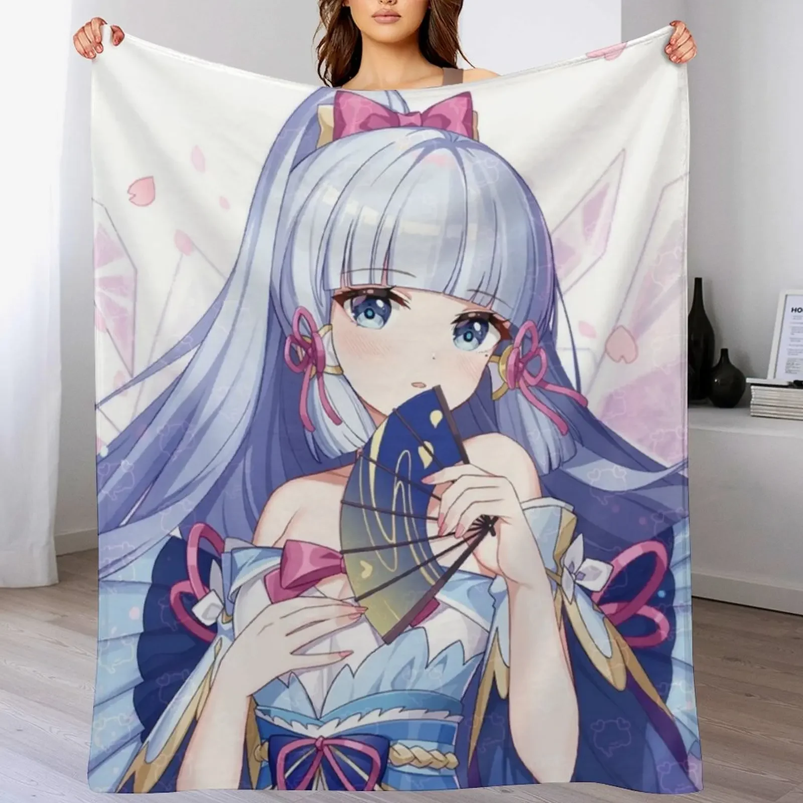 

Kamisato ayaka Throw Blanket Cute Plaid Soft Big Luxury St Custom Blankets