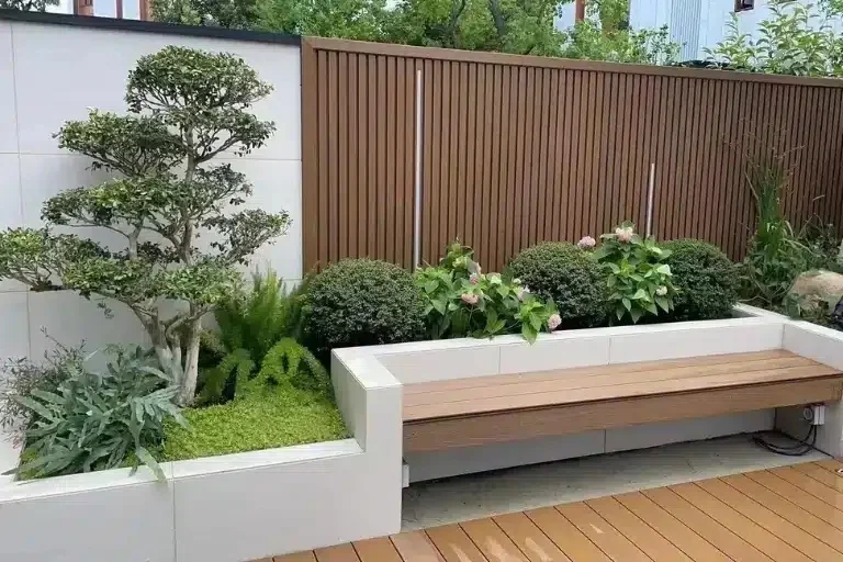 WPC Fence Panel Aluminum Frame Embossed Surface Outdoor Garden Privacy Security Fencing Customizable 3D Design