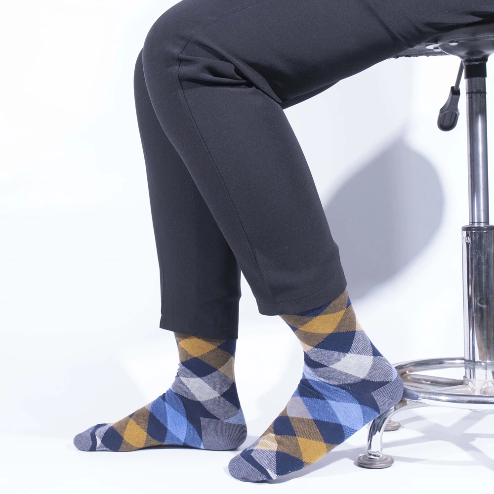 5 Pairs of Whimsical Men\'s Cotton Crew Dress Socks - Vibrant Colorful Patterns, Funny Fashion Designs, Soft Breathable Fabric