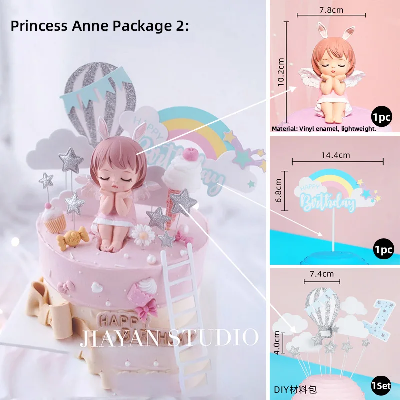 Alles Gute zum Geburtstag Prinzessin Kuchen Topper Ballett tanzendes Mädchen mit Engelsflügeln für einjährige Babyparty-Party-Dekoration – Detail 16